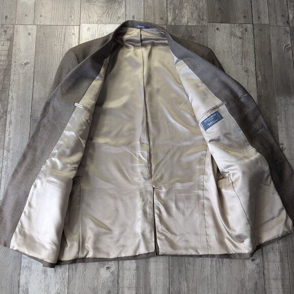 Austin Reed London, Wool Black and Brown Houndstooth Blazer Jacket, Sz 42L - Picture 5 of 10